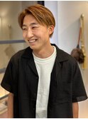 mens short/センターパート ベージュ ブリーチ