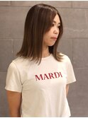 外ハネミディアム　髪質改善　ストレート　センターパート