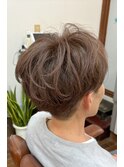 秋カラーツーブロックショートスタイル