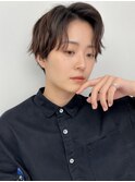 毛流れハンサムショートセンターパートメンズ黒髪爽やか