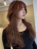 バベル アット フルリール 甲子園口(BABEL at fleurir)&nbsp;前髪ありピンクベージュ髪質改善レイヤーカット韓国ヘア