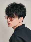 シャドウパーマメンズヘアウルフカット無造作パーマ束感マッシュ