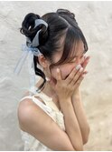 くらげアレンジ/リボンアレンジ/編み込みアレンジ/くらげヘア