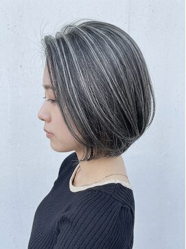 モッズヘア 足利(mod'hair) 40代50代60代ひし形ショート白髪ぼかしハイライト春カラー