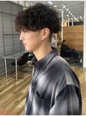 メンズ波巻きパーマゆるふわ無造作束感ヘア