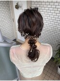 編み下ろし　玉ねぎヘア　ローポニー　参列ヘア