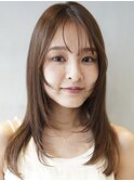 レイヤーカット顔まわりカットココアブラウン
