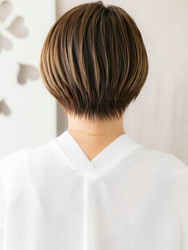 モッズヘア 越谷(mod's hair) オレンジベージュハイライトかきあげ丸みショートY越谷20代30代