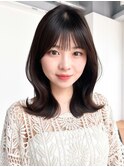 フェイスフレーミング暗めカラー顔周りレイヤー韓国ヘア_F30976