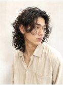 メンズロング スパイラルパーマ カーリー メンズパーマ