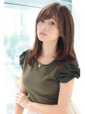 斜めバング☆ゴールドアッシュ抜け感ロブ