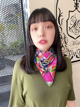 サロンドミルク 原宿(salon de MiLK) 【salon de MiLK 原宿】ミディアムおしゃバング