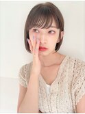 大人可愛い10代20代30代小顔耳かけボブ×シアーグレージュ