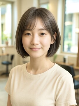 フリック 京都河原町店(FLICK) ★大人可愛い30代40代50代前髪ありショートボブ白髪ぼかしカラー