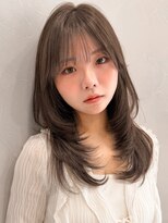 アグノス 青山(Agnos) 斜めバング黒髪ナチュラルカール前髪20代30代40代◎セミディ