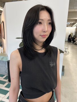 ノード(NODE) 栄フェイスレイヤー透明感カラー小顔ミディアムスタイル