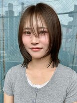 ボコカ(bococa)&nbsp;大人女性くびれボブくびれミディアム韓国レイヤーオリーブカラー
