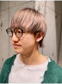 guest hair ハイトーンベージュマッシュウルフ