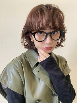アクアオモテサンドウ(ACQUA omotesando) △ブリーチなしチョコブラウンロブヘアミディアム前髪パーマ