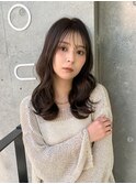 セミロングレイヤー ミントアッシュ　ブリーチなし　薬院/天神南
