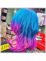 美容室キャンディー ベルベット(Candy Velvet) 水色ピンクの鮮やかウルフ