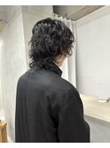 〇メンズミディアムウルフニュアンスパーマ