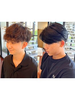 パーマのデザインがかっこいいとメンズのリピーター多数♪朝のセットも楽♪☆パーマ/ブリーチStyleもお任せ