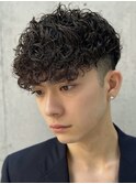 大分外国人風無造作スペインカールメンズパーマフリンジカット
