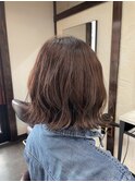 ペールベージュセクションカラーグラデーションカラー外ハネボブ
