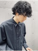 マッシュ/マッシュウルフ/黒髪/パーマ/スパイラルパーマ