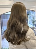 【白石】オリーブベージュグレージュ赤み消しカラーブリーチなし