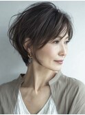 白髪ぼかし脱白髪染め似合わせショートボブ40代50代60代