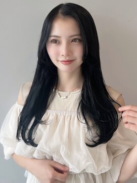 ソラ 広尾店(SORA) ロングレイヤー/ダークグレー/顔周りカット