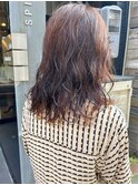 【三ツ井純】ニュアンスパーマ オレンジブラウン 毛先カラー