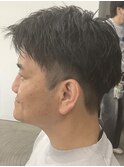フェザーパーマ/グレーブルーカラー/刈り上げショートパンク