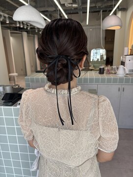 ネウィ 広島(newi) 結婚式お呼ばれアレンジ/ヘアセット/シニヨン/お団子/リボン