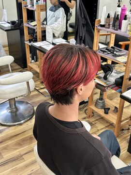 スウェル 千葉店(Swell) ワインレッド×センターパートスタイル