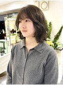 ミディアムパーマボブパーマデジタルパーマオリーブベージュ