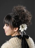 編みこみふわふわアップ