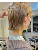 ハイトーンカラーぱつっとボブショート【蔵前】