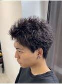 ツイストスパイラルパーマスパイキーショート刈り上げ万代新潟駅
