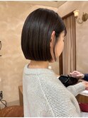 黒髪ボブ/ワンレングスボブ/前髪あり/髪質改善/ストレートパーマ