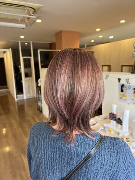スウィッチグラン(hair salon switch grand) 肌なじみ◎ハイライト×ピンクブラウン小顔ボブ