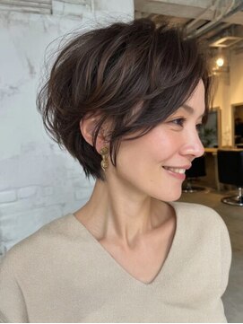 レリーノーブル 西宮北口(RelyNoble) 顔周りスッキリ×華やかひし形ショート[西宮北口/髪質改善]