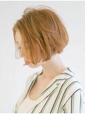 三軒茶屋_レディースカット_ボブ_オレンジベージュ_丸みボブ
