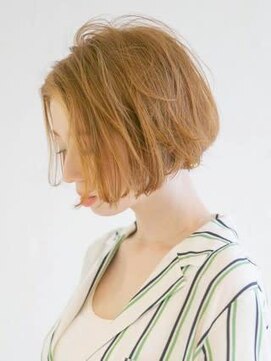 アース 三軒茶屋店(HAIR&MAKE EARTH) 三軒茶屋_レディースカット_ボブ_オレンジベージュ_丸みボブ