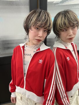 ヴェイン 渋谷(vain) 黒髪グレーベージュレイヤーロング前髪パーマ