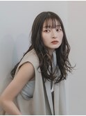 うるつや透明感アッシュグレージュ小顔シースルーバング