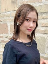 ストレートボブストレートミディアム マロンベージュ 外ハネボブ