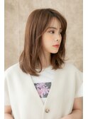 モカブラウン小顔レイヤーカット艶感ミディアム311X川口20代30代